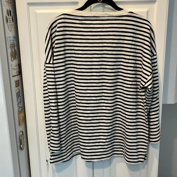 Talbots Black Long Sleeve Striped Tee Shirt. NWT. XLP - Picture 3 of 8
